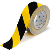 Brady ToughStripe Floor Marking Tape, Polyester, 2"W X 100'L, Black/Yellow, 104317