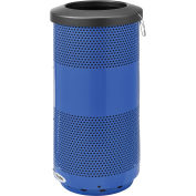 20 Gallon Perforated Steel Receptacle with Flat Lid, Blue