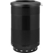 55 Gallon Perforated Steel Receptacle with Flat Lid, Black