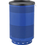 55 Gallon Perforated Steel Receptacle with Flat Lid, Blue