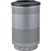 55 Gallon Perforated Steel Receptacle with Flat Lid, Gray