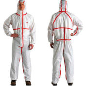 3M™ Disposable Coverall, Knit Cuffs & Attached Hood, White/Red, 2XL, 4565-BLK-2XL, 25/Case