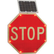 Solar Powered Flashing LED Stop Sign, Octagon