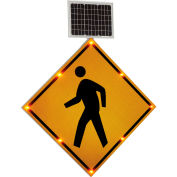 Solar Powered Flashing LED Pedestrian Crossing Sign, Diamond
