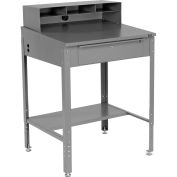 Shop Desk 34-1/2"W x 30"D x 38 to 42-1/2"H With Pigeonhole Compartments, Gray