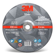 3M 87452 Silver Depressed Center Grinding Wheel, 9" x 1/4" x 7/8" T27, Ceramic Grain, 36 Grit - Pkg Qty 20
