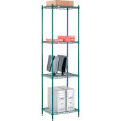 Nexel Poly-Green, 4 Tier, Wire Shelving Starter Unit, 24"W x 14"D x 86"H