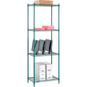 Nexel Poly-Green, 4 Tier, Wire Shelving Starter Unit, 30"W x 14"D x 86"H