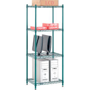 Nexel Poly-Green, 4 Tier, Wire Shelving Starter Unit, 24"W x 14"D x 54"H