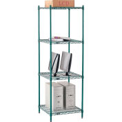 Nexel Poly-Green, 4 Tier, Wire Shelving Starter Unit, 24"W x 21"D x 74"H