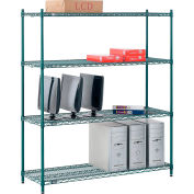 Nexel Poly-Green, 4 Tier, Wire Shelving Starter Unit, 54"W x 18"D x 54"H