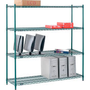 Nexel Poly-Green, 4 Tier, Wire Shelving Starter Unit, 60"W x 14"D x 63"H