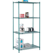 Nexel Poly-Green, 4 Tier, Wire Shelving Starter Unit, 42"W x 21"D x 86"H