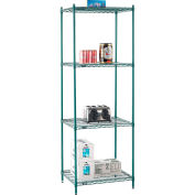 Nexel Poly-Green, 4 Tier, Wire Shelving Starter Unit, 30"W x 21"D x 86"H