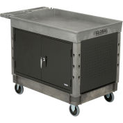 Global Industrial Plastic 2 Tray Shelf Maintenance & Utility Cart, 44” x 25-1/2”, 5" Rubber caster