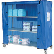 Global Industrial Galvanized Steel Linen Cart with Nylon Cover, 4 Shelves, 60"L x 18"W x 80"H