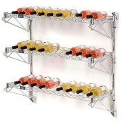 Wine Bottle Rack, Single Wide 3 Shelf Wall Mount 36 Bottle 48"W x 14"D x 34"H