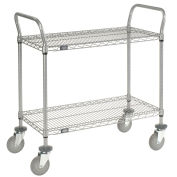 Nexel Utility Cart w/2 Shelves & Poly Casters, 1200 lb. Capacity, 48"L x 21"W x 39"H, Silver