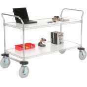 Nexel Chrome Utility Cart w/2 Shelves & Pneumatic Casters, 1200 lb. Cap, 48"L x 21"W x 42"H