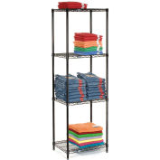 Nexel 4 Tier Black Epoxy Wire Shelving Starter Unit, 48"W x 18"D x 86"H