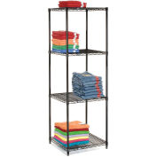 Nexel 4 Tier Black Epoxy Wire Shelving Starter Unit, 42"W x 24"D x 86"H