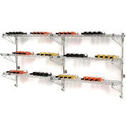 Wine Bottle Rack, Double Wide 6 Shelf Wall Mount 78 Bottle 96"W x 14"D x 34"H