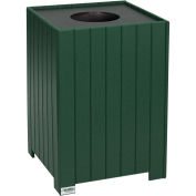 Square Recycled Plastic Receptacle W/ Liner, 32 Gallon, Green