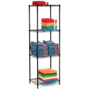 Nexel Black Epoxy, 4 Tier, Wire Shelving Starter Unit, 24"W x 18"D x 54"H