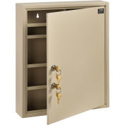 Medical Security Cabinet with Double Key Locks, 14"W x 3-1/8"D x 17-1/8"H, Beige