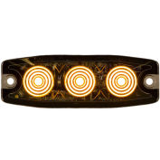 Buyers 8892230, 3.4" Amber Rectangular Surface Mount Ultra-Thin Strobe Light With 3 LED