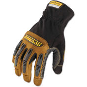 Ironclad RWG04L Ranchworx Abrasion Resistant Leather Gloves, 1 Pair, Black/Tan, Large