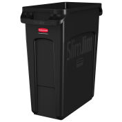 Rubbermaid Slim Jim Recycling Container, 16 Gallon, Black, 1955959