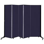 Screenflex 5 Panel Light-Duty Portable Room Divider, 6'5"H x 9'5"W, Fabric Color: Navy