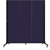 Screenflex 3 Panel Light-Duty Portable Room Divider, 6'5"H x 5'9"W, Fabric Color: Navy