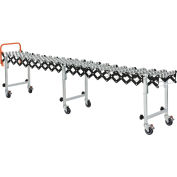 Global Industrial 2'4" to 8'11" Portable Flexible & Expandable Conveyor - Steel Skate Wheels - 14"W