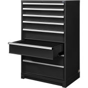 Modular 8 Drawer Cabinet, with Lock, w/o Dividers, 36"Wx24"Dx57"H Black
