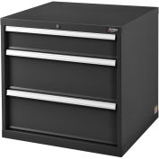 Modular 3 Drawer Cabinet with Lock, w/o Dividers, 30x27x29-1/2, Black
