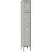 4-Tier 4 Door Box Locker, 12"W x 12"D x 18"H, Gray, Assembled