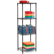 Nexel Black Epoxy, 4 Tier, Wire Shelving Starter Unit, 48"W x 14"D x 86"H