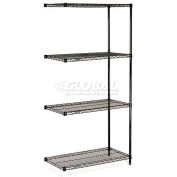 Nexel Black Epoxy, 4 Tier, Wire Shelving Add-On Unit, 30"W x 14"D x 63"H