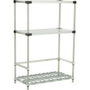 Nexel Poly-Z-Brite 3-Shelf Container/Keg Rack w/ 2-Solid Shelves, 60"W x 18"D x 63"H