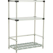 Nexel Poly-Z-Brite 3-Shelf Container/Keg Rack w/ 2-Solid Shelves, 60"W x 18"D x 54"H