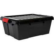 Quantum Heavy-Duty Latch Container with Lid, 21"Lx15-7/8"x7-3/4"H, Black - Pkg Qty 6