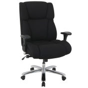 24 Hour Big and Tall Executive Fabric Chair, Black, Adjustable Arms, High Back