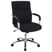 High Back Fabric Task Chair, Black, Fixed Arms, High Back