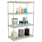 Nexel Plastic, 4 Tier, Solid Shelving Unit, Silver Epoxy Posts, 48"W x 24"D x 63"H