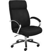Fabric Executive Chair with Lumbar Support, High Back, Black, Fixed Arms, High Back