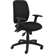 Multifunction Fabric Task Chair, Black, Adjustable Arms, Mid Back