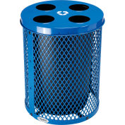Global Industrial Outdoor Steel Diamond Recycling Can With Multi-Stream Lid, 36 Gallon, Blue