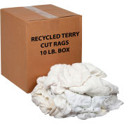 10 Lb. Box Premium Recycled Cotton Terry Cut Rags, White